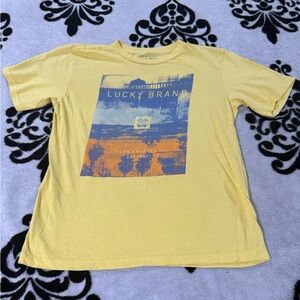 Lucky Brand Youth Yellow Graphic T-Shirt Sz L EUC